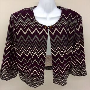 Donny and Nicole Purple/Gray/White/Black Short Open Front Blazer-Size 16
